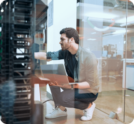 a man in a server room