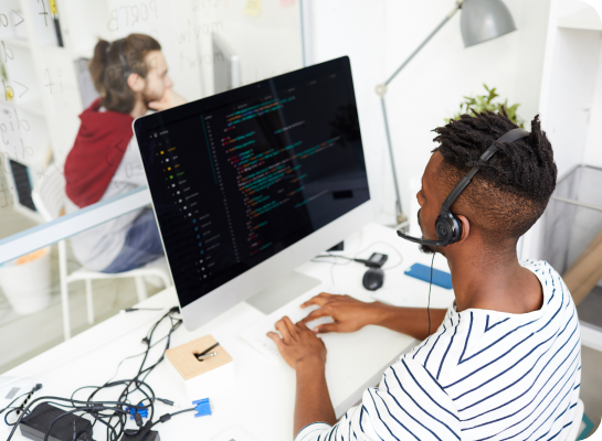 man working at a computer