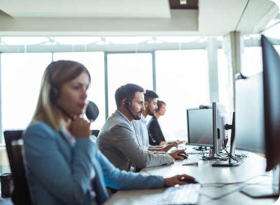 Colleagues working in a call centre