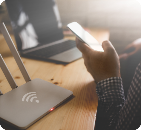 person holding a phone connecting to wifi