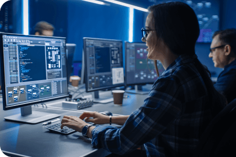 worker sitting in front of a computer